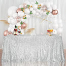 SquarePie Sequin Tablecloth 60 x 102 Inch Silver Bling Sparkly Table Cloth for Wedding Party by CozyNest Decor