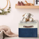 SIMPLE HOUSEWARE Large Fabric Storage Bin, 15" x 11" with Leather Like Handles, 3 Pack, Steel Blue by CozyNest Decor