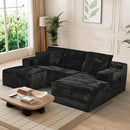 Modular Sectional Sofa Cloud Sectional Couch, 107" Comfy Fluffy U Shaped Black Couches for Living Room, Deep Seat Memory Foam Plush Corduroy Boneless Couch Sectionals with Right Facing Chaise Sofa by CozyNest Decor