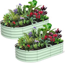 2 Pcs 6x3x1ft Oval Raised Garden Bed, Galvanized Raised Beds,Open-Ended Base Metal Raised Planter Beds,Garden Bed Outdoor,Planter Raised Boxes for Vegetables, Flowers,Tool-Free Asse,Green by CozyNest Decor
