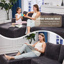 Hobestluk 96“ Modular Sectional Sofa Couches L-Shape Couch 3 Seat Modular Sofa Memory Foam Sectional Couches for Living Room, Cloud Couch with Oversized Chaise (Grey, Stripe (Left Facing Chaise)) by CozyNest Decor