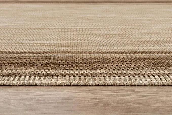 Beverly Rug Outdoor Rug 6x9 Modern Bordered Area Rugs for Indoor and Outdoor Patio Deck Porch Garden Waterproof Weather Sun Resistant Washable Outside Carpet (6 x 9 Jute), photo 6 of 9