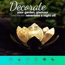 Garden Solar Light Outdoor(2Pack), Amber Crackle Globe Glass Lotus Decoration, Waterproof Gary Metal LED Flower Lights for Patio,Lawn,Walkway,Tabletop, Garden Gifts for Women by CozyNest Decor
