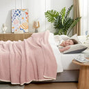 Snuggle Sac Pink Waffle Bedding Blankets Queen Size 90x90 inches, Reversible Microfiber Fluffy Fuzzy Soft Throw Cozy Knit Blanket for Women Mothers Birthday Gifts by CozyNest Decor