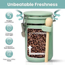 Home Intuition 4-Piece Ceramic Kitchen Canisters Set, Airtight Containers with Wooden Spoons Reusable Chalk Labels and Marker for Sugar, Coffee, Flour, Tea (Mint) by CozyNest Decor