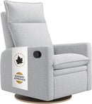 Arya Modern Nursery Glider Recliner Chair – Cozy Nursing Chair with 360° Swivel for New Parents, Gentle Motion, Compact Design, High Back & Low Armrests, Canadian Made (Heather Grey/ARLO Fabric) by TinyTreasures Baby Boutique