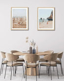 HesenDot Natural OAK Wood Framed Amalfi Coast Summer Wall Art,12x16in Italy Arienzo Beach Canvas Wall Print,Positano Swimming Poster Wall Decor for Living Room,Bedroom,Office Gallery Set of 1 by CozyNest Decor