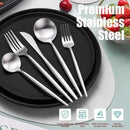 Matte Silverware Set for 4,Modern Stainless Steel Brushed Cutlery Set,20-Pieces Heavy Duty Flatware Set,Knives Spoons and Forks Set Utensils Set, Satin Finish, Dishwasher Safe by CozyNest Decor