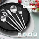 Matte Silverware Set for 6,Modern Stainless Steel Brushed Cutlery Set,30-Pieces Heavy Duty Flatware Set,Knives Spoons and Forks Set Utensils Set, Satin Finish, Dishwasher Safe by CozyNest Decor