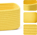 Small Storage Baskets for Organizing | Closet Organizer Bins | Shelf Toy Basket | Woven Rope Baskets | Cube Decorative Box | Shallow Basket | 11.5x7.5x4.7” | 3 Packs Yellow by GreenHaven Gardens