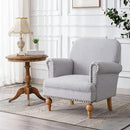 chairus Linen Accent Chair for Living Room Upholstered Mid Century Modern Single Sofa Chair with Solid Wood Legs Comfy Reading Chair Armchair for Bedroom/Office Room/Recption/Lounge, Grey by CozyNest Decor