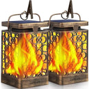 TomCare Solar Lights Upgraded Solar Lantern Flickering Flame Outdoor Hanging Lantern Decorative Lighting Solar Powered Waterproof LED Flame Umbrella Lights for Patio Garden Deck, 2 Pack(Bronze) by GreenHaven Gardens