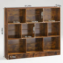 LEYAOYAO 10 Cube Bookshelf with Base,3 Tier Mid-Century Modern Grey Bookcase,Standing Wide Bookshelves Storage Organizer Shelf,Rustic Wood Display Cabinet Book Shelves for Bedroom,Living Room,Office by CozyNest Decor