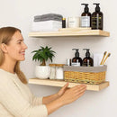 BGMG Wood Floating Shelves 24 inch, Wide Rustic Wooden Wall Shelves for Bathroom Living Room Bedroom Kitchen Farmhouse Set of 2-24x 6.7 x1.25 inch- DIY-Unfinished by CozyNest Decor