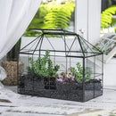 NCYP Glass Terrarium Planter with Lid for Small Succulent Cacti, Grid House Shape Black Geometric Terrarium Pot, Home Garden Indoor Tabletop Decor, 9.84" x 5.31" x 7.87" (No Plants) by CozyNest Decor