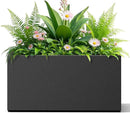 FENCY Metal Rectangular Planter Box, Large Planters for Outdoor Plants, Tall Planters for Outdoor Plants with Drainage Holes (32" L x 10" W x 16.3" H,Black) by CozyNest Decor