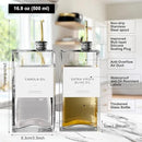 Olive Oil Dispenser for Kitchen, 16.9 oz/ 500 ml Olive Oil Dispenser Bottle, Glass Oil Bottles for Kitchen with 8 Stainless Steel Pourers, 40 Labels, 4 Pcs, Gold by CozyNest Decor