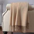 CUDDLE DREAMS Silk Throw Blanket with Hand-Knotted Fringe, Natural, Soft & Breathable (Taupe) by CozyNest Decor