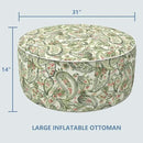 LVTXIII Outdoor Inflatable Ottoman, Fade-Resistant Round Footrest Stool D31”x H14”, Portable Patio Pouf for Garden Camping or Home Use, Faylinn Shadow Paisley by CozyNest Decor