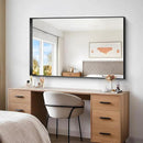 Black Bathroom Mirror, 36x55 Inch Rectangular Deep Frame Mirror, Large Wall Mounted Bathroom Vanity Mirror Over Sink for Bedroom,Restroom, Living Room, Hangs Vertically or Horizontally by CozyNest Decor