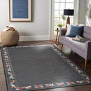 Beverly Rug Outdoor Rug 9x12 Modern Bordered Large Area Rugs for Indoor and Outdoor Patio Easy to Clean Non Shedding Living Room Porch Garden Washable Outside Carpet (9 x 12 Dark Gray) by CozyNest Decor