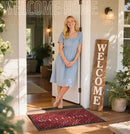 Yimobra Welcome Mat Outdoor Indoor, All-Season Waterproof Front Door Mat Outside Entrance, All-Weather Heavy Duty Non-Slip Doormat, Low Profile Porch Patio Entrance Mats, 36x24, Red by CozyNest Decor