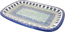 Blue Rose Polish Pottery Aztec Flower Large Rectangular Serving Platter by CozyNest Decor