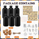 Uiifan 31 Pcs Halloween Potion Bottles Set Including Glass Apothecary Bottles with Cork Stickers and Pendants Halloween Decorations Indoor Party Supplies (Black,8.5 oz) by CozyNest Decor