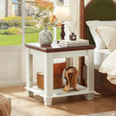 Farmhouse End Table with 2-Tier Storage Shelf, 22.8 inch Side Table for Living Room,Modern Nightstand,Small Bedside Table for Bedroom,White by CozyNest Decor