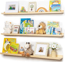 Picture Ledge Shelf for Wall, 48 inches Solid Pine Wood Nursery Book Shelves 3 Packs, Floating Ledge Shelves for Kids' Room Bedroom Bathroom Long Floating Shelves for Wall Nursey Wall Decor, Natural by TinyTreasures Baby Boutique