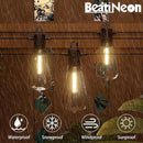 Outdoor String Lights 50 ft, LED Patio Lights with 27 (25+2 Spare ST38 Shatterproof Bulbs), IP 65 Waterproof, Outside Hanging Light for Cafe Bistro Backyard by CozyNest Decor