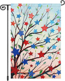 Louise Maelys 4th of July Garden Flag Patriotic Five-pointed Stras Tree Independence Day 12x18 Inch Welcome Double Sided Stars and Stripes Small Burlap Yard Sign Outside Outdoor House Decor by GreenHaven Gardens