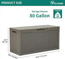 YITAHOME 80 Gallon Resin Deck Box, Weather Resistant Outdoor Rattan Storage Box, Lockable Indoor Outdoor Storage for Supplies and Essentials, Taupe by CozyNest Decor