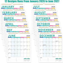 Wall Calendar 2026-2027, 18 Month Calendar from January 2026 to June 2027 14.5" x 11.8" Large Desk Calendar with Twin-Wire Binding for Home Office Planning Personal Organisers, Colorful Block by TinyTreasures Baby Boutique