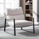 DUOMAY Mid-Century Accent Chair Armchair Set of 2, Comfy Linen Fabric Leisure Chair Lazy Chair with Metal Leg for Living Room Bedroom Office Apartment, White by CozyNest Decor