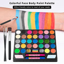 Maydear Face Painting Kit for Kids, 32 Colors Water Based Makeup Palette with Stencils, Glitters, Rainbow Split Cake, Hair Dye Clips, for Parties, Halloween, Safe Professional Face Body Paint Kit by TinyTreasures Baby Boutique