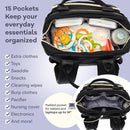 RUVALINO Diaper Bag Backpack-Multifunction Baby Travel Bag, Insulated Bottle Holders & Large Capacity, Waterproof, Deep Black by TinyTreasures Baby Boutique