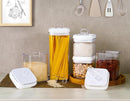 Felli Flip Tite Food Storage Container 5" LARGE 5pk Set + No Residue Label, Airtight Lid Easy Lock Top Stackable, Plastic Canister Jar for Pantry Kitchen Fridge Organizer Pasta Protein Powder Spice by TinyTreasures Baby Boutique