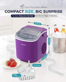 EUHOMY Countertop Ice Maker Machine with Handle, 26lbs Per Day, 9 Ice Cubes Ready in 6 Mins, Auto-Cleaning Portable Ice Maker with Basket and Scoop, for Home/Kitchen/Camping/RV (Purple) by CozyNest Decor