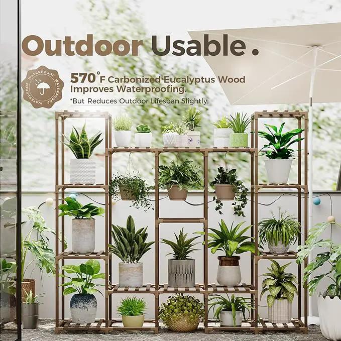 Bamworld Large Plant Stand Indoor Outdoor Hanging Shelf for Multiple PlantsTall Large Holder for Living Room Patio Balcony Garden, photo 3 of 6