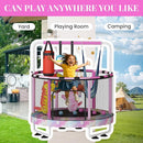 LAMERGE 55" 7-in-1 Round Trampoline for Kids Boys & Girls Ages 1-8, Indoor & Outdoor Trampoline for Fun, Adjustable Height Handrail ＆ Enclosed Safety Net ＆ Durable Designs for Toddlers Children by TinyTreasures Baby Boutique