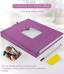 popotop Photo Album Self Adhesive with Picture Display Window,40 Pages DIY Scrapbooking Supplies Kit for 4x6 8x10 Picture,Linen Cover Memory Book for Baby Wedding, with Scraper and Metallic Pen by TinyTreasures Baby Boutique