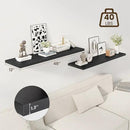 48" Floating Shelves for Wall, 12" Deep Slim Black Floating Shelves, Wall-Mounted Shelves for Bedroom, Living Room, Kitchen, Bathroom - Set of 2 by CozyNest Decor