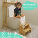 AMBIRD Wooden Step Stool, Two Step Stools Toddler 300 lbs Capacity with Safety Non-Slip Pads and Handles, Bamboo Step Stool for Bathroom, Kitchen Dual Height Step Stools for Kids (Natural) by TinyTreasures Baby Boutique
