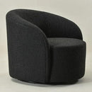 KINWELL 34" Boucle Swivel Barrel Chair with 18" Round Ottoman Set, Fully Assembled Set of Sherpa Accent Chair and Footrest, Modern Comfy Armchair and Footstool for Living Room and Bedroom, Black by CozyNest Decor