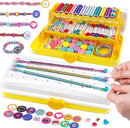 Friendship Bracelet Making Kit with Storage Box,DIY String Bracelet Arts and Craft for Girls Aged 8-12,Kids' Travel Activity Toy Set,Birthday Gifts for Ages 6 7 8 9 10 11 12 Year Old (White/Yellow) by TinyTreasures Baby Boutique