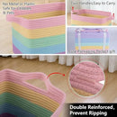 OIAHOMY Storage Basket, Woven Baskets for Storage, Cotton Rope Basket for toys,Towel Baskets for Bathroom - Pack of 3, Rainbow Pastel by CozyNest Decor