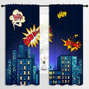 Superhero Rod Pocket Blackout Curtains for Boy Girl Bedroom, Cartoon Skyline Buildings Cityscape Home Energy Efficient Light Filtering Window Curtain for Living Room, 84x63 inch by TinyTreasures Baby Boutique