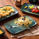 vancasso Stern Serving Platters Set of 4, 11 Inches Rectangular Ceramic Serving Plates, Green Serving Trays for Entertaining by CozyNest Decor
