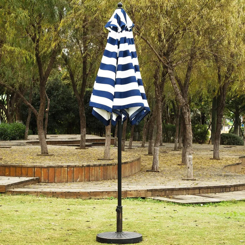 Sunnyglade 9' Patio Umbrella Outdoor Table Umbrella with 8 Sturdy Ribs (Blue and White), photo 3 of 6